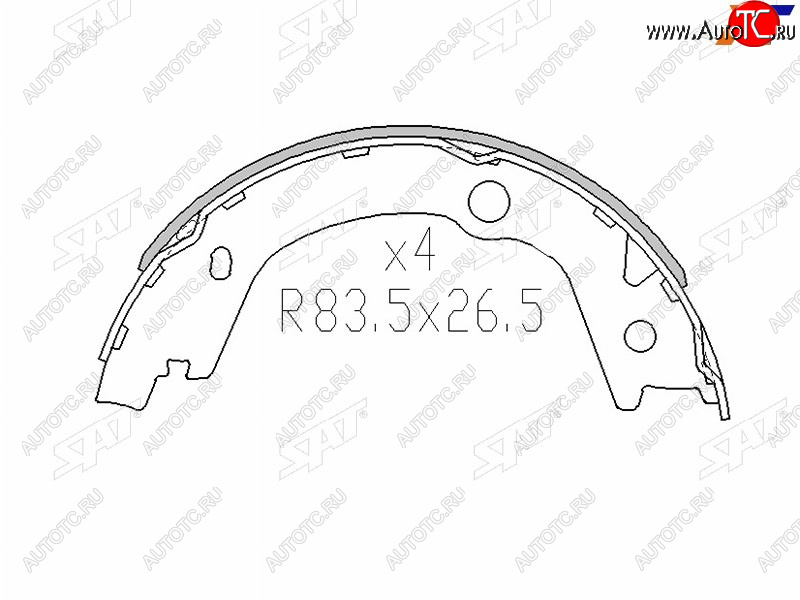 1 069 р. Колодки барабанные задние RH-LH SAT  Hyundai Santa Fe (SM,  CM,  DM,  TM), Sonata (EF,  NF,  YF,  LF), Tucson (JM), SSANGYONG Kyron  с доставкой в г. Омск