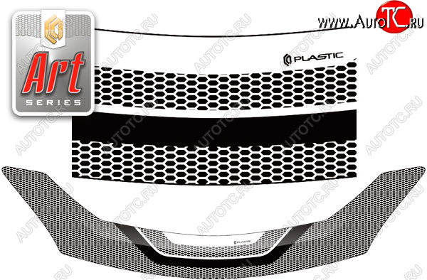 2 159 р. Дефлектор капота CA-Plastic  Toyota Ractis (2010-2016) (серия ART белая)  с доставкой в г. Омск