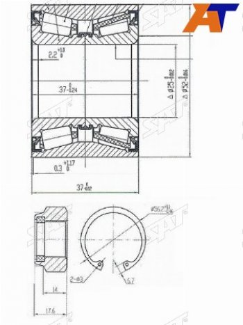 1 169 р. Подшипник задней ступицы SAT  CITROEN C2, C3 (FC/FN,  дорестайлинг,  SX,SY), C3 Aircross, C3 Picasso (дорестайлинг,  рестайлинг), C3 Pluriel, Nissan Cube (2), March (3 K12), Note (1,  2), Renault Logan (1,  2), Logan Stepway  с доставкой в г. Омск. Увеличить фотографию 1