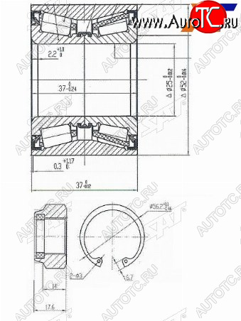 1 169 р. Подшипник задней ступицы SAT  CITROEN C2, C3 (FC/FN,  дорестайлинг,  SX,SY), C3 Aircross, C3 Picasso (дорестайлинг,  рестайлинг), C3 Pluriel, Nissan Cube (2), March (3 K12), Note (1,  2), Renault Logan (1,  2), Logan Stepway  с доставкой в г. Омск