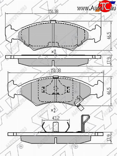 999 р. Колодки тормозные передние FL-FR SAT  Chevrolet Cobalt (2011-2023), KIA Sportage  1 JA (1993-2006), Ravon R4 (2016-2020)  с доставкой в г. Омск