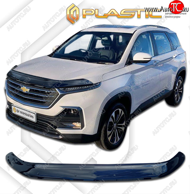 2 399 р. Дефлектор капота (ОАЭ) CA-Plastic Exclusive  Chevrolet Captiva  CN202S (2018-2024) дорестайлинг (classic черный, без надписи)  с доставкой в г. Омск