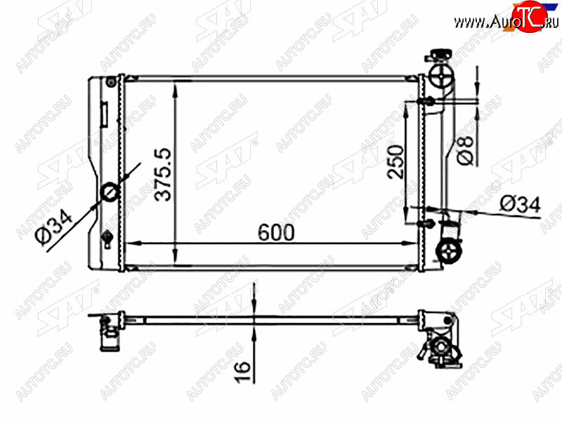 7 799 р. Радиатор SAT  Toyota Corolla  E150 - Wish  XE20 (применимо для Daihatsu Altis 06-10)  с доставкой в г. Омск