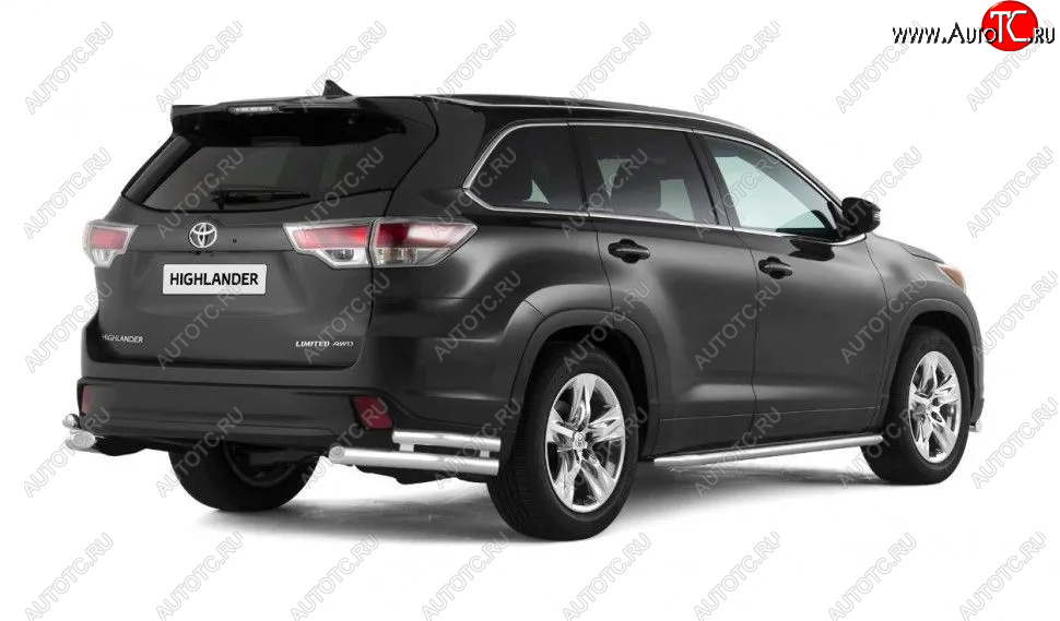 24 999 р. Защита заднего бампера (двойная, уголки d63/51 мм) Toyota Highlander XU50 рестайлинг (2016-2020)  с доставкой в г. Омск