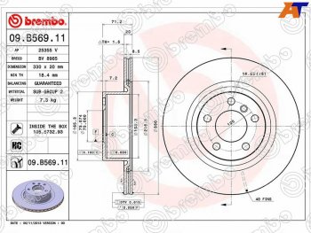 9 749 р. Диск тормозной задний Ø330mm BREMBO          BMW X3 F25 дорестайлинг (2010-2014)  с доставкой в г. Омск. Увеличить фотографию 2