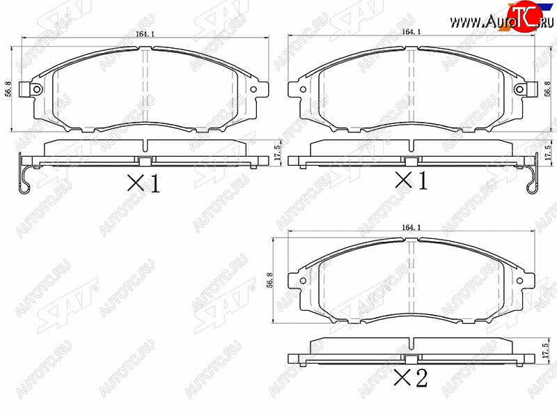 1 329 р. Колодки тормозные перед FR-FL SAT Nissan Navara 2 D40 дорестайлинг (2004-2010)  с доставкой в г. Омск