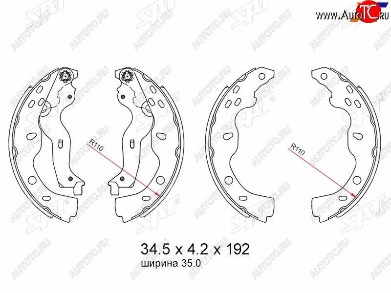 1 699 р. Колодки тормозные барабанные задние RH-LH SAT Suzuki SX4 GYC21S дорестайлинг седан (2006-2012)  с доставкой в г. Омск