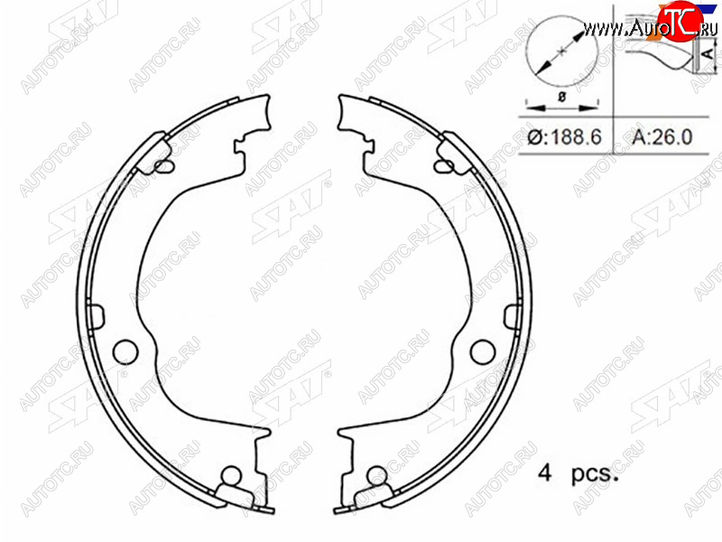 1 639 р. Колодки тормозные барабанные задние RH-LH SAT  Chevrolet Captiva ( CN202S) (2006-2024), Opel Antara (2006-2015)  с доставкой в г. Омск