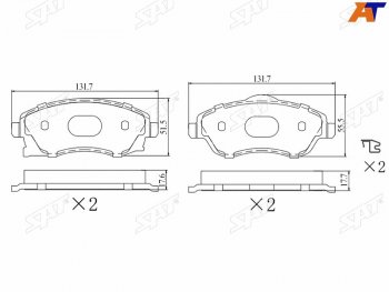 Колодки тормозные перед FR-FL SAT Opel Corsa C (2000-2006)