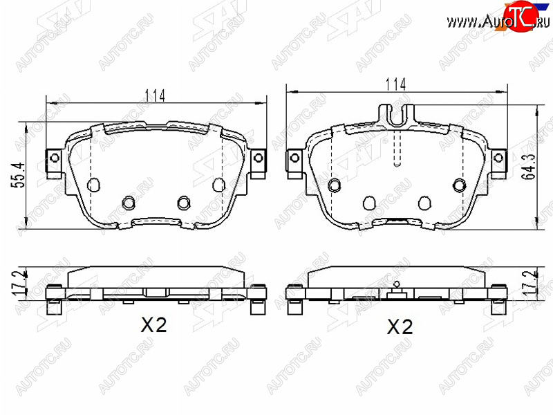 1 389 р. Колодки тормозные задние RH-LH SAT  Mercedes-Benz E-Class  S213 (2016-2024) универсал дорестайлинг, универсал рестайлинг  с доставкой в г. Омск