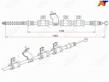 Трос ручного тормоза LH SAT Chevrolet Aveo T250 хэтчбек 5 дв рестайлинг (2006-2011)