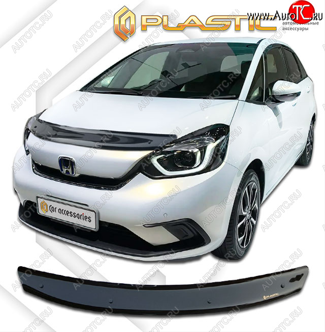 1 899 р. Дефлектор капота CA-Plastic  Honda Fit  4 GR (2019-2022) дорестайлинг (classic черный, без надписи)  с доставкой в г. Омск