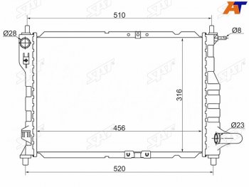 2 499 р. Радиатор SAT  Chevrolet Spark  M200,250 (2005-2010), Daewoo Matiz  M100 (1998-2000)  с доставкой в г. Омск. Увеличить фотографию 1