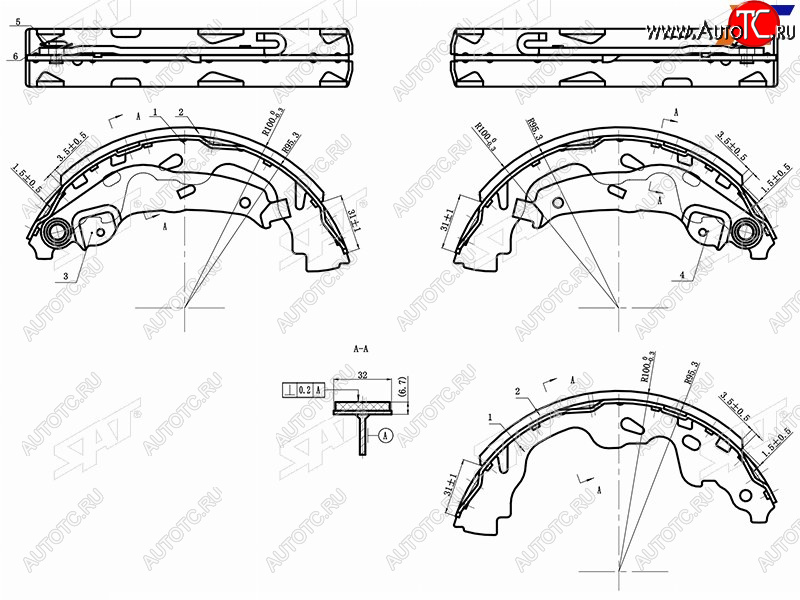 1 189 р. Колодки тормозные барабанные задние RH-LH SAT  Suzuki Swift ( ZC,  ZC11S,ZC21S, ZD11S) (2003-2010), Toyota Aygo ( 2) (2005-2024), Toyota Corolla Verso  AR10 (2004-2009), Toyota Yaris  XP10 (1999-2005)  с доставкой в г. Омск