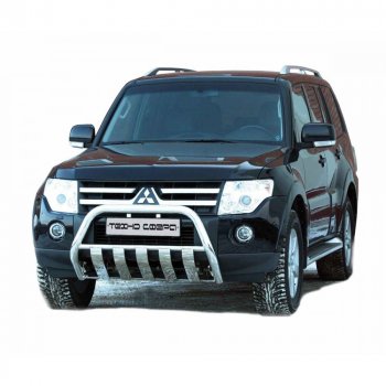 11 399 р. Передок плоский крашенная d63.5, Техно Сфера Mitsubishi Pajero 4 V90 дорестайлинг (2006-2011) (Черный матовый)  с доставкой в г. Омск. Увеличить фотографию 1