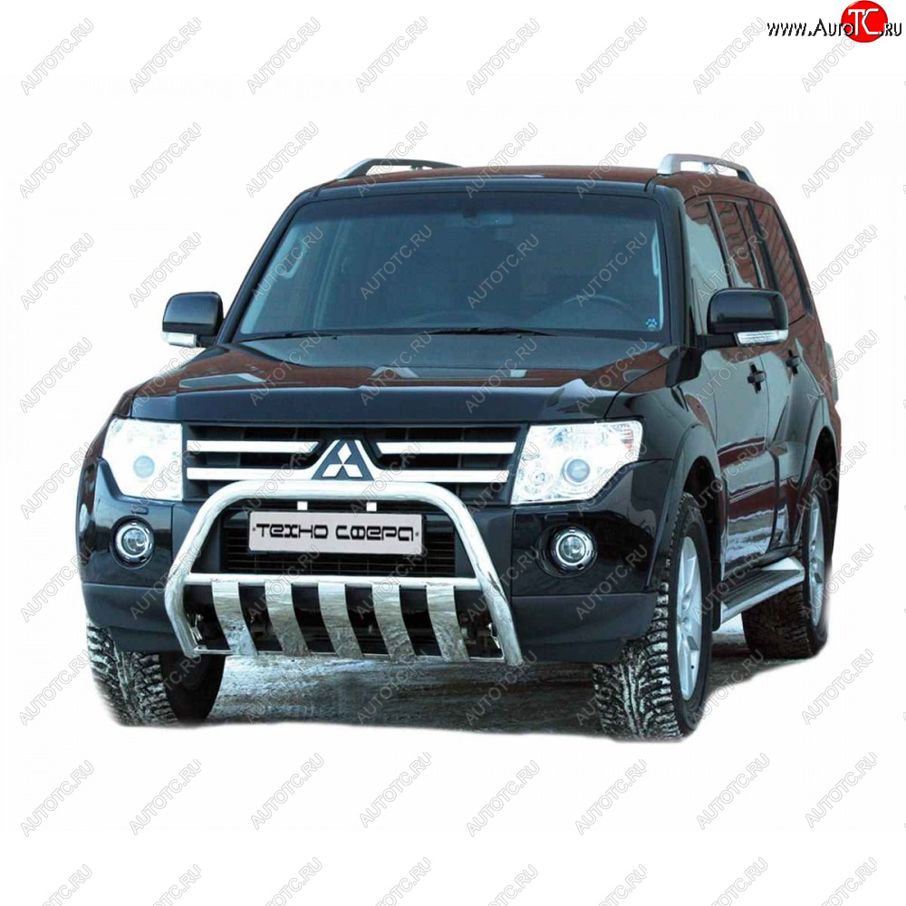 11 399 р. Передок плоский крашенная d63.5, Техно Сфера Mitsubishi Pajero 4 V90 дорестайлинг (2006-2011) (Черный матовый)  с доставкой в г. Омск