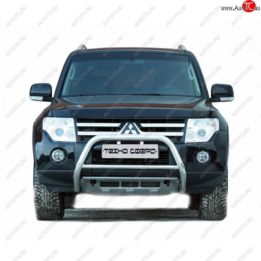 10 599 р. Передок низкий крашенная d63.5, Техно Сфера Mitsubishi Pajero 4 V80 дорестайлинг (2006-2011) (Черный матовый)  с доставкой в г. Омск