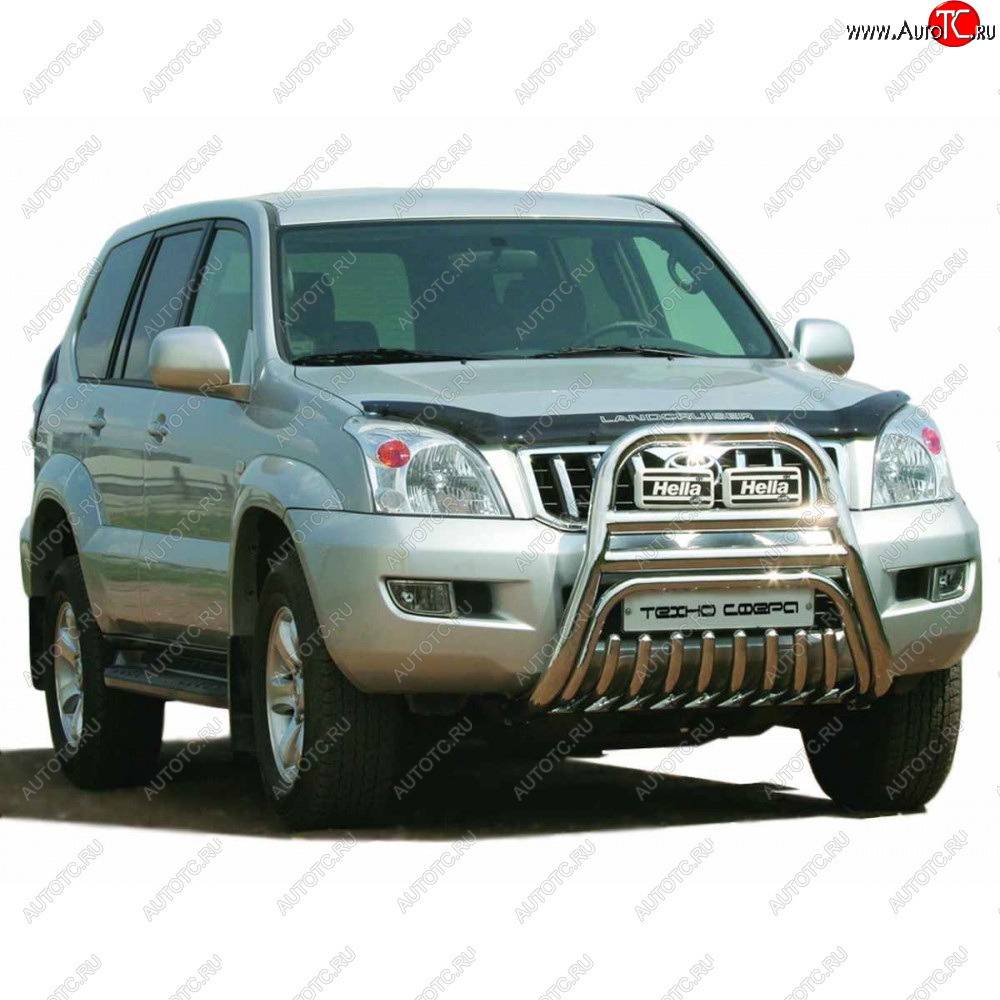 36 699 р.  Передок с защитой двигателя нержавейка d63.5, Техно Сфера  Toyota Land Cruiser Prado  J120 (2002-2009) (Нержавейка)  с доставкой в г. Омск