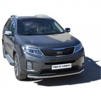 27 799 р. Пороги бумер алюминиевые с резинкой, Техно Сфера KIA Sorento MQ4 (2020-2022) (Черный глянец)  с доставкой в г. Омск. Увеличить фотографию 1