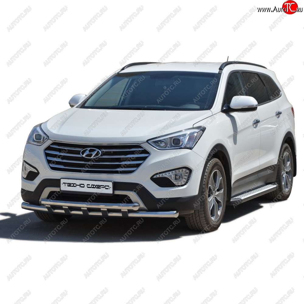 27 799 р. Пороги бумер алюминиевые с резинкой, Техно Сфера  Hyundai Grand Santa Fe  1 DM (2013-2018) дорестайлинг, рестайлинг (Черный глянец)  с доставкой в г. Омск