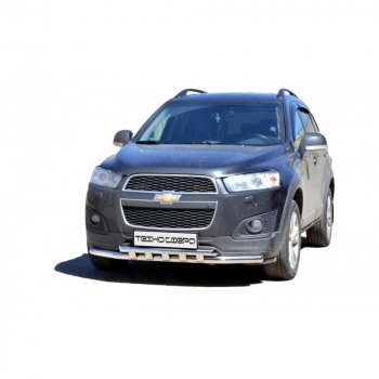 10 599 р. Защита переда труба двойная крашенная d63,5, Техно Сфера  Chevrolet Captiva ( CN202S) (2006-2024)  дорестайлинг, 1-ый рестайлинг, 2-ой рестайлинг,  дорестайлинг, дорестайлинг (Черный глянец)  с доставкой в г. Омск. Увеличить фотографию 1