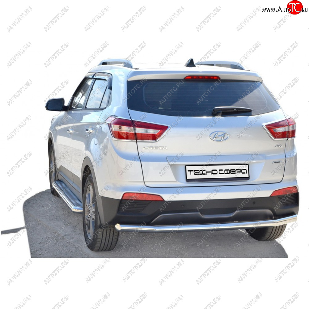 8 799 р. Защита заднего бампера d63,5 Техно Сфера Hyundai Creta GS дорестайлинг (2015-2019) (черный глянцевый)  с доставкой в г. Омск