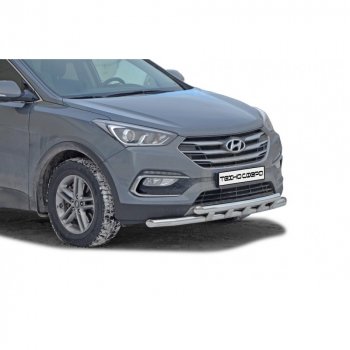 9 899 р. Защита переда труба двойная крашенная d63,5, Техно Сфера  Hyundai Santa Fe  DM (2015-2019) рестайлинг (Черный глянец)  с доставкой в г. Омск. Увеличить фотографию 1