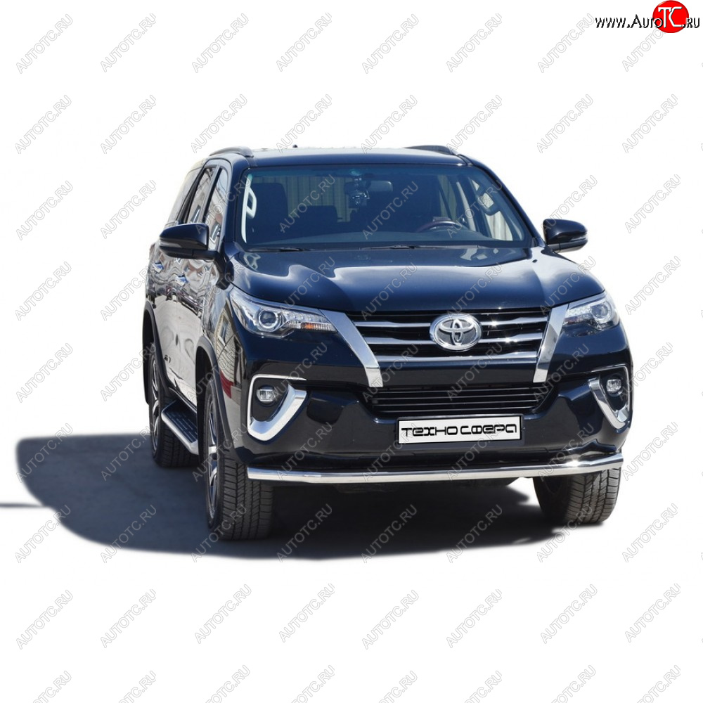 28 999 р. Защита переда труба нержавейка d63.5, Техно сфера  Toyota Fortuner ( AN50/AN60,  AN160) (2004-2025) дорестайлинг, 1-ый рестайлинг, 2-ой рестайлинг, дорестайлинг, рестайлинг (Нержавейка)  с доставкой в г. Омск