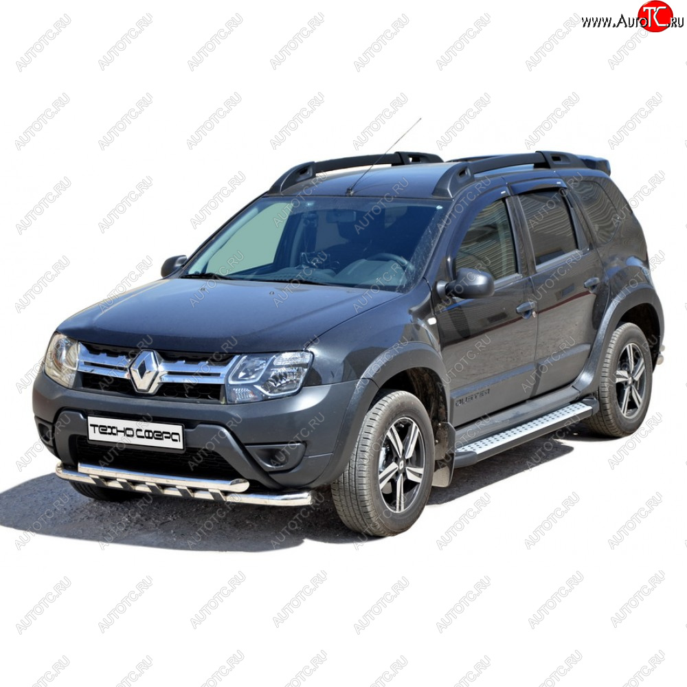 24 999 р. Защита переда труба двойна нержавейка d63.5, Техно Сфера  Renault Duster ( HS,  HM) (2010-2024) дорестайлинг, рестайлинг, рестайлинг (Нержавейка)  с доставкой в г. Омск