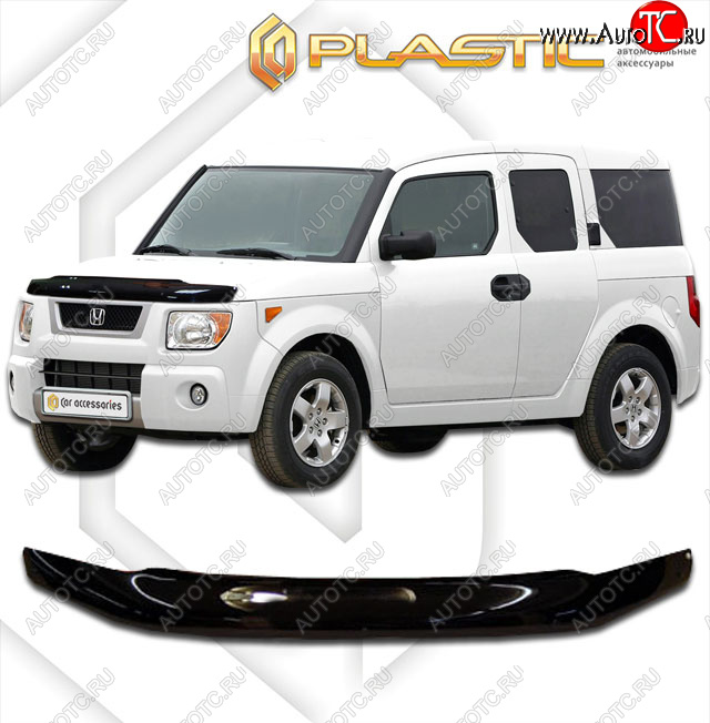 2 079 р. Дефлектор капота CA-Plastic  Honda Element  1 (2003-2008) YH дорестайлинг, YH 1-ый рестайлинг (classic черный, без надписи)  с доставкой в г. Омск