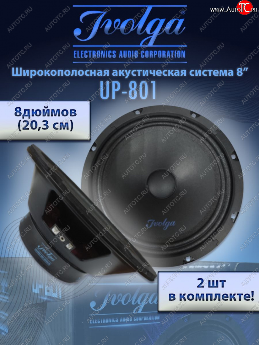 2 999 р. Широкополосные колонки (20,3 см/8) Ivolga UP-801 ASHOK LEYLAND BOSS 1223 (2000-2024)  с доставкой в г. Омск