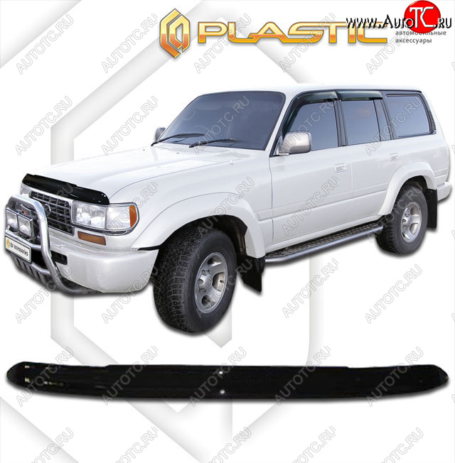 1 839 р. Дефлектор капота CA-Plastic  Lexus LX450  J80 (1995-1997) (Classic черный, с надписью)  с доставкой в г. Омск