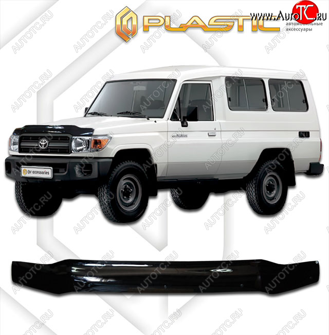 2 079 р. Дефлектор капота CA-Plastic  Toyota Land Cruiser  78 (2007-2023) 3 дв. 3-ий рестайлинг (classic черный, без надписи)  с доставкой в г. Омск