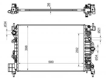 5 349 р. Радиатор SAT  Chevrolet Aveo  T300 (2011-2015), Opel Mokka (2012-2019)  с доставкой в г. Омск. Увеличить фотографию 1