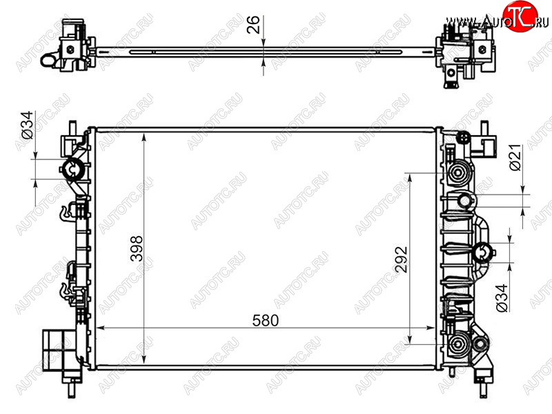 5 349 р. Радиатор SAT  Chevrolet Aveo  T300 (2011-2015), Opel Mokka (2012-2019)  с доставкой в г. Омск