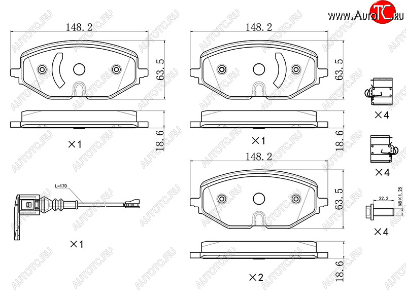 1 769 р. Колодки тормозные перед FL-FR SAT  Skoda Octavia  A8 (2019-2022), Volkswagen Golf  8 (2019-2024) (с датчиком износа и крепления)  с доставкой в г. Омск