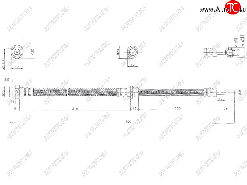 899 р. Шланг тормозной перед (Таиланд) LH=RH SAT Mitsubishi Outlander CW0W дорестайлинг (2005-2010)  с доставкой в г. Омск