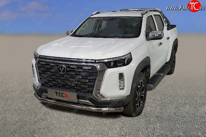 27 999 р. Защита переднего бампера нижняя 76,1 мм ТСС Тюнинг  Changan Hunter Plus (2022-2024) пикап (нержавейка)  с доставкой в г. Омск