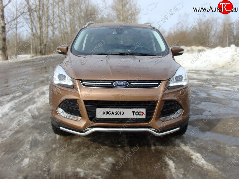 10 949 р. Защита переднего бампера нижняя d42,4 мм ТСС Тюнинг Ford Kuga 2 дорестайлинг (2013-2016) (нержавейка)  с доставкой в г. Омск