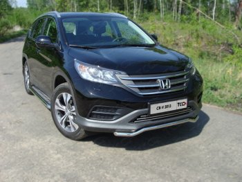 10 949 р. Защита переднего бампера кенгурин короткий d42,4 мм ТСС Тюнинг  Honda CR-V  RM1,RM3,RM4 (2012-2015) дорестайлинг (нержавейка)  с доставкой в г. Омск. Увеличить фотографию 1