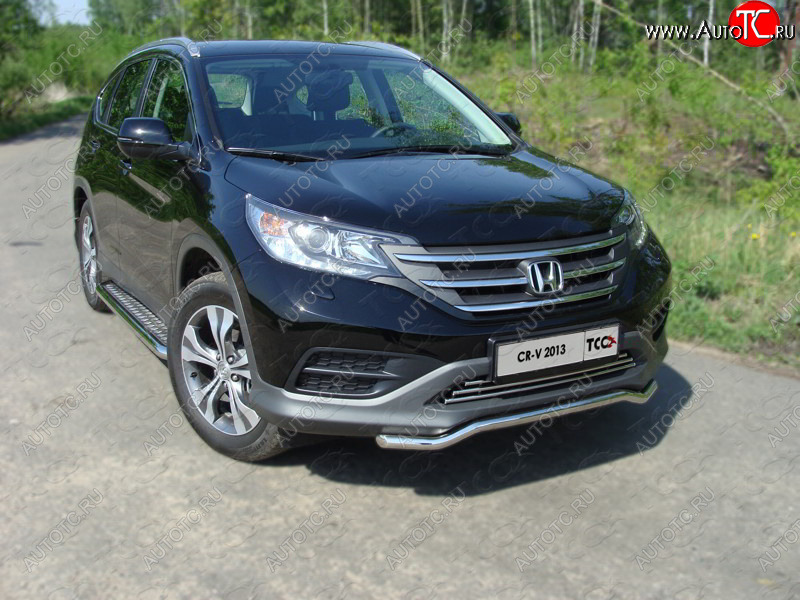 10 949 р. Защита переднего бампера кенгурин короткий d42,4 мм ТСС Тюнинг  Honda CR-V  RM1,RM3,RM4 (2012-2015) дорестайлинг (нержавейка)  с доставкой в г. Омск