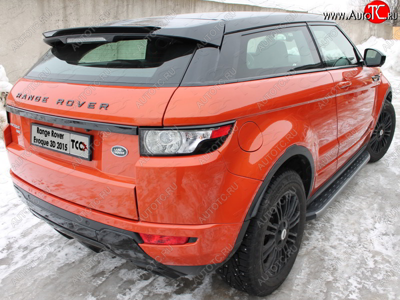 21 349 р. Пороги алюминиевые с пластиковой накладкой ТСС Тюнинг  Land Rover Range Rover Evoque  1 L538 (2015-2018) рестайлинг 3 дв. (карбон серые)  с доставкой в г. Омск