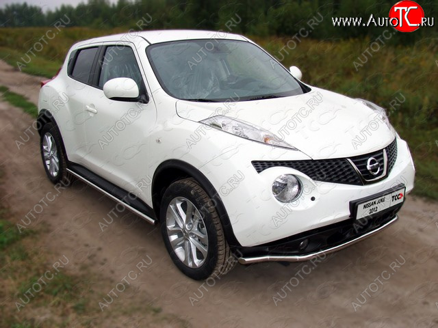 10 949 р. Защита переднего бампера нижняя d42,4 мм ТСС Тюнинг Nissan Juke 1 YF15 дорестайлинг (2010-2014) (нержавейка)  с доставкой в г. Омск