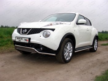 16 399 р. Защита переднего бампера кенгурин 42,4*16 мм ТСС Тюнинг Nissan Juke 1 YF15 дорестайлинг (2010-2014) (нержавейка)  с доставкой в г. Омск. Увеличить фотографию 1