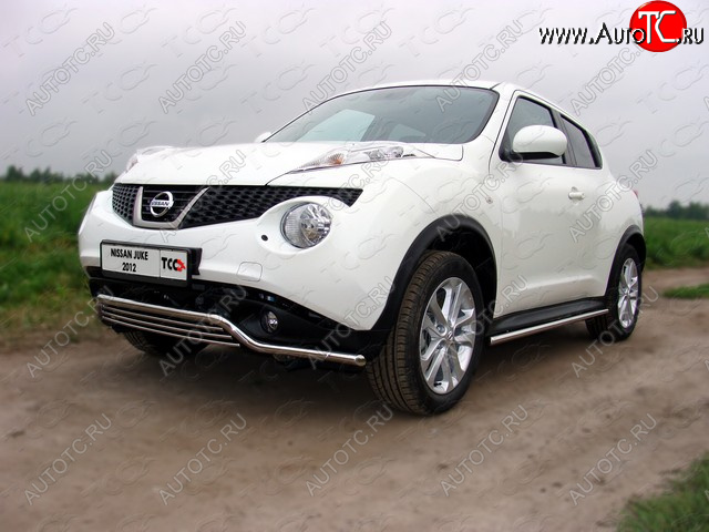 16 399 р. Защита переднего бампера кенгурин 42,4*16 мм ТСС Тюнинг Nissan Juke 1 YF15 дорестайлинг (2010-2014) (нержавейка)  с доставкой в г. Омск