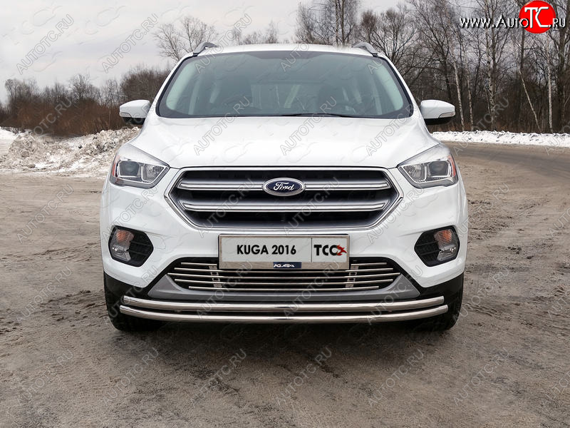 6 449 р. Рамка гос. номера ТСС Тюнинг  Ford Kuga  2 (2016-2019) рестайлинг (нержавейка)  с доставкой в г. Омск