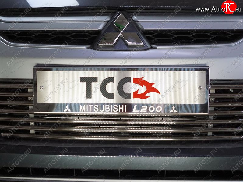 5 299 р. Рамка гос. номера ТСС Тюнинг Mitsubishi L200 5 KK,KL рестайлинг (2018-2022) (нержавейка)  с доставкой в г. Омск