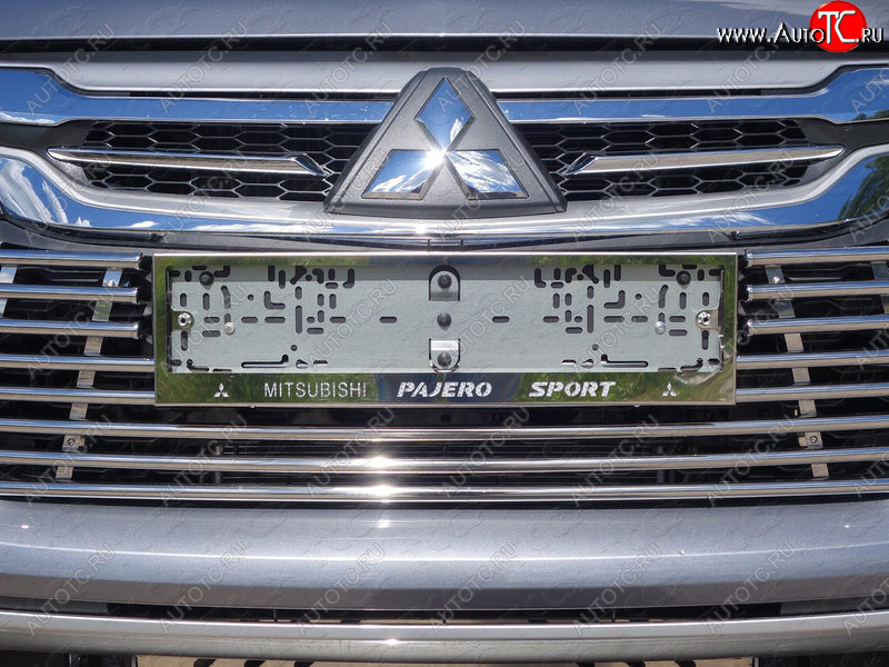 6 449 р. Рамка гос. номера ТСС Тюнинг  Mitsubishi Pajero Sport  QE (2015-2021) дорестайлинг (нержавейка)  с доставкой в г. Омск