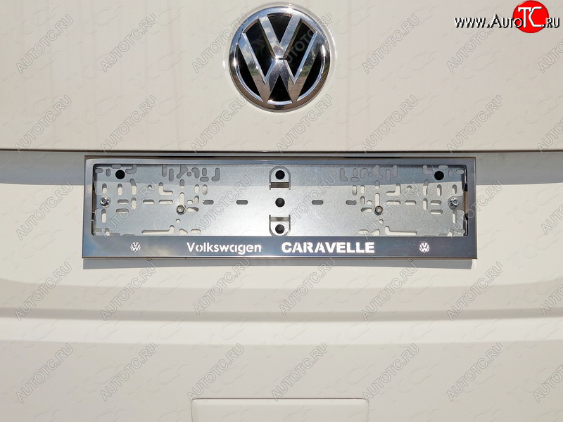 6 249 р. Рамка гос. номера ТСС Тюнинг Volkswagen Caravelle T6 дорестайлинг (2015-2019) (нержавейка)  с доставкой в г. Омск