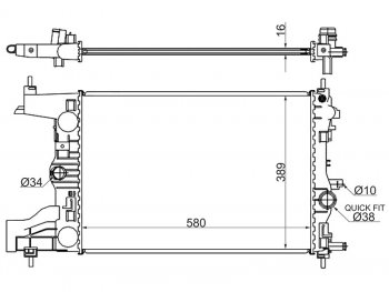 Радиатор SAT Chevrolet Cruze (J300,  J305,  J308,  D2LC,  D2LC-K), Opel Astra (H,  J), Zafira (В,  С)